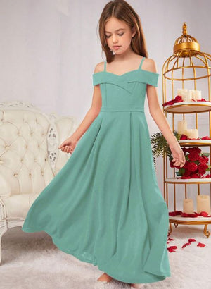 Girl's Knitted Off Shoulder Elegant Dress
