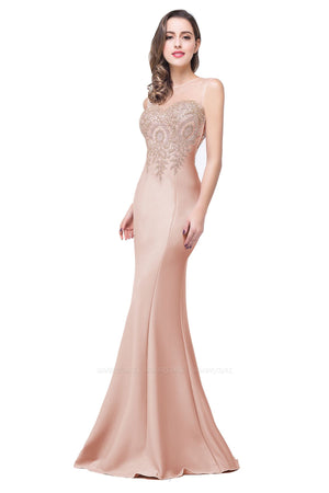 Sleeveless Mermaid Long Evening Gown With Lace Applique