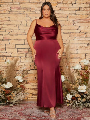 Draped Mermaid Hem Satin Evening Dress