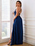Lola Lace Up Backless Draped Collar Split Thigh Evening Dress