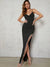Phoebe Rhinestone Detail Split Thigh Cami Dress
