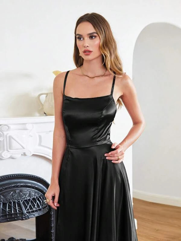 Split Thigh Satin Cami Dress