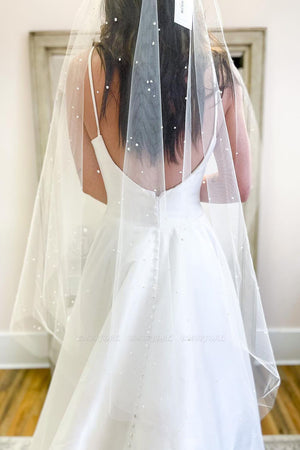Selena Satin Sleeveless Wedding Dress with Long Satin Train