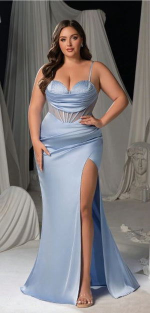 Addie Plus size Corset top Satin Dress