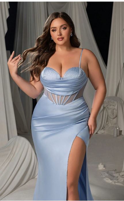 Addie Plus size Corset top Satin Dress