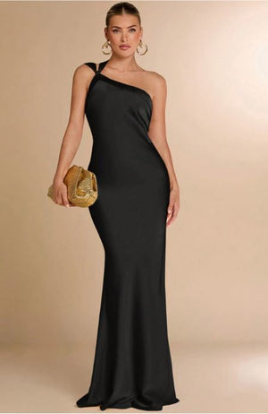 Andie Backless Maxi Dress One Shoulder with Skew Collar