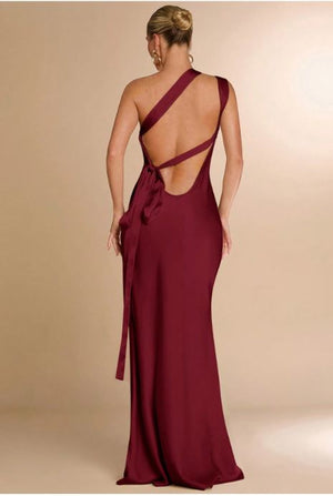 Andie Backless Maxi Dress One Shoulder with Skew Collar