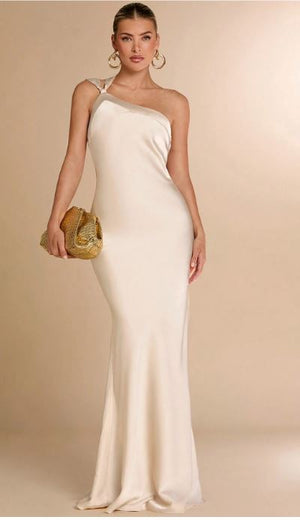 Andie Backless Maxi Dress One Shoulder with Skew Collar