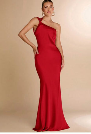 Andie Backless Maxi Dress One Shoulder with Skew Collar
