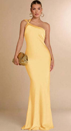 Andie Backless Maxi Dress One Shoulder with Skew Collar