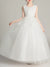 Emily Lace and Tulle Flower Girl Dress with Flower Appliques