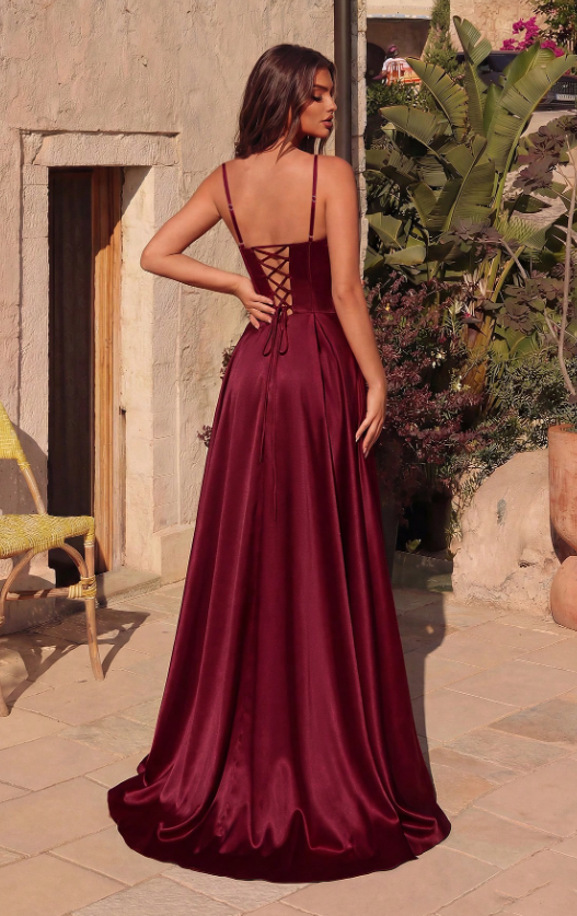 Cara Satin dress with Corset Top