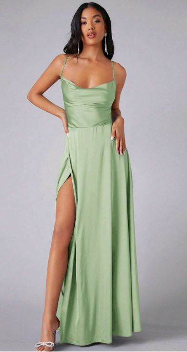Chloe Crisscross Backless Wrap Satin Ball Dress
