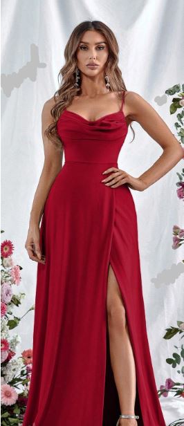 Destiny Draped Collar Wrap Hem Cami Dress