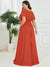 Sandie A Line Dress with Deep V Neck Ruffles