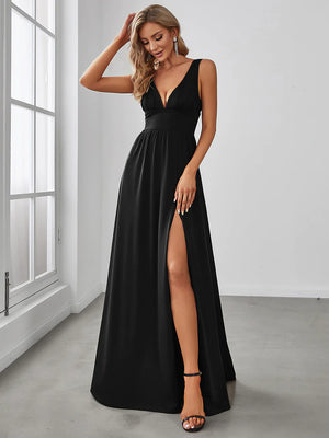 Carly Sleeveless Dress with Deep V Neck