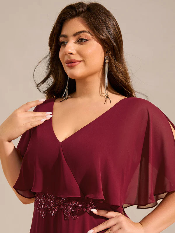 Kate Elegant Shawl Bat-wing Sleeve Chiffon Evening Dress - Bella Bridesmaids Kate Elegant Shawl Bat-wing Sleeve Chiffon Evening Dress - Bella Bridesmaids