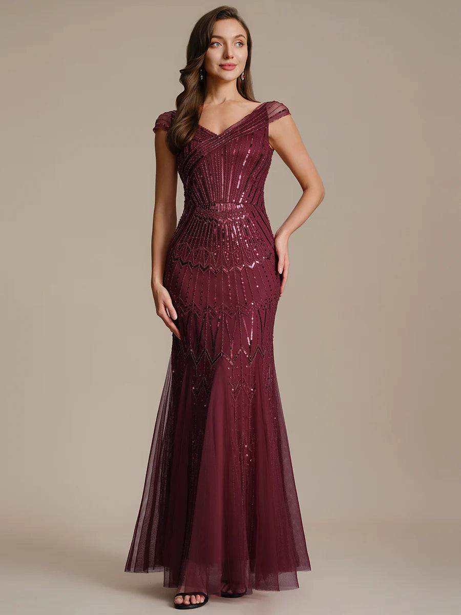 Frida Cap Sleeve Beaded dress