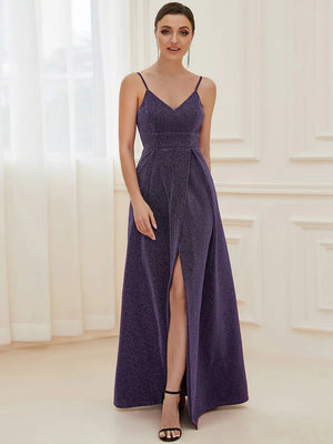 Stella Spaghetti Strap Evening Dress With Pleated Decoration