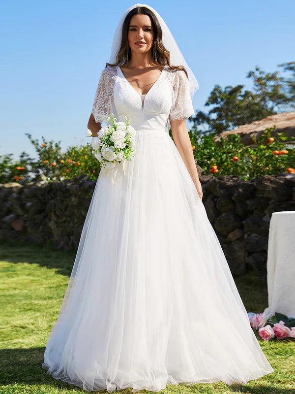 Sophie A-line V-Neck Lace Wedding Dress
