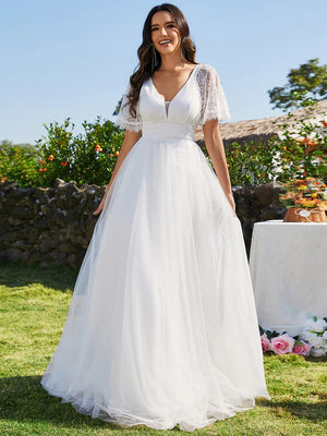 Sophie A-line V-Neck Lace Wedding Dress