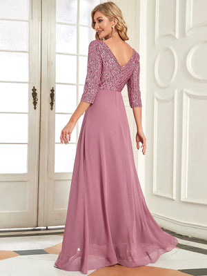 Patty V Neck A-Line Sequin Bridesmaids Dress