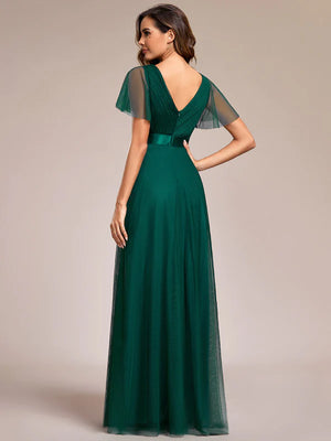 Alice V-Neck A-Line Floor-Length Evening Dress