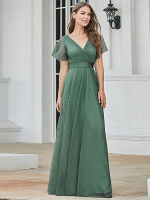 Alice V-Neck A-Line Floor-Length Evening Dress