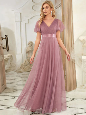 Alice V-Neck A-Line Floor-Length Evening Dress