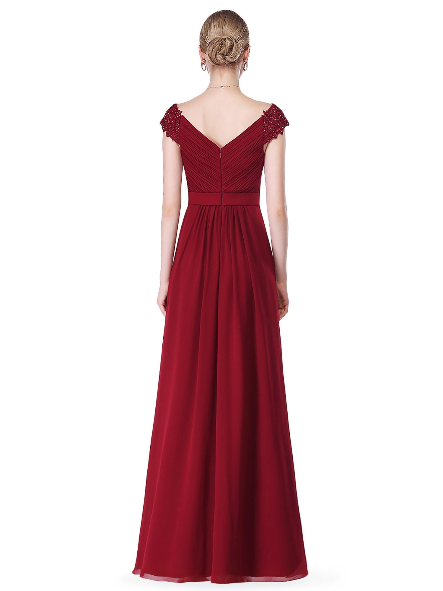 Women's Elegant V-neck Long Bridesmaids Dress