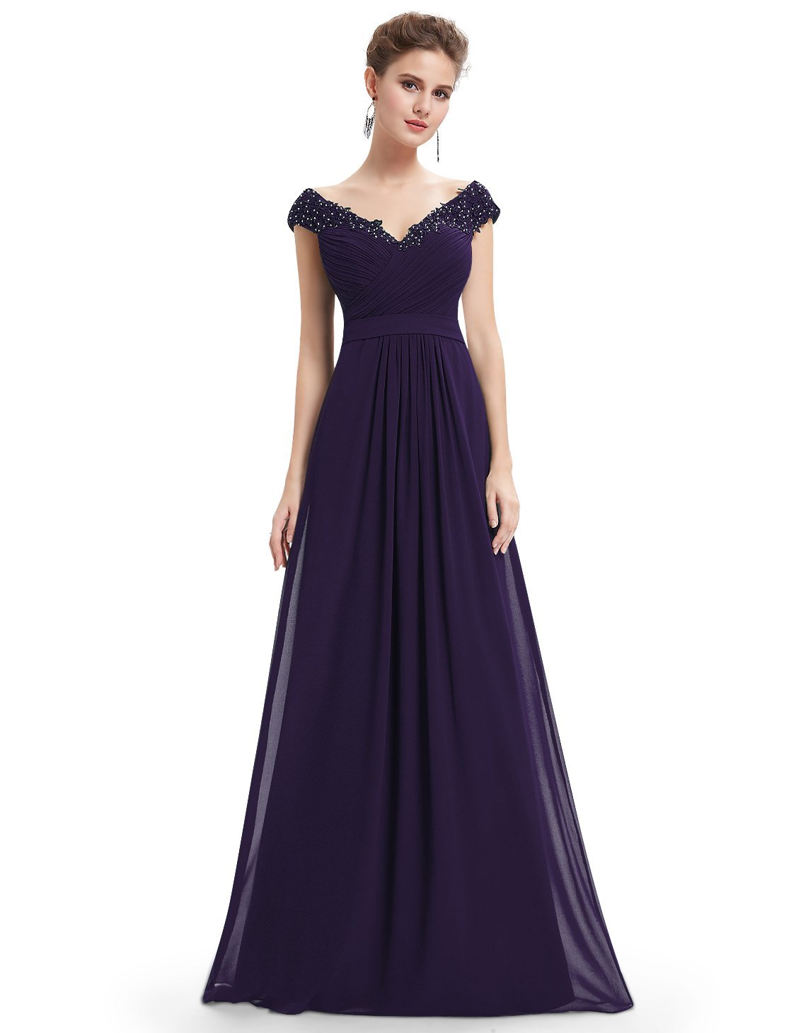 Women's Elegant V-neck Long Bridesmaids Dress