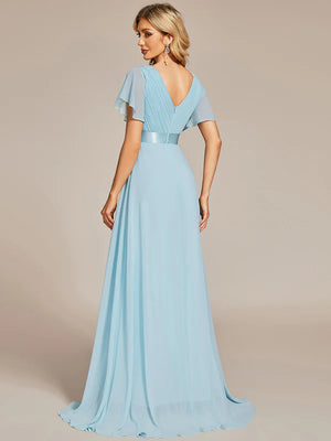 Jacqui Double V-Neck Ruffle Sleeve Bridesmaids Dress