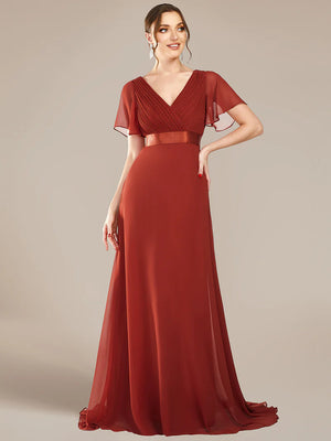 Jacqui Double V-Neck Ruffle Sleeve Bridesmaids Dress