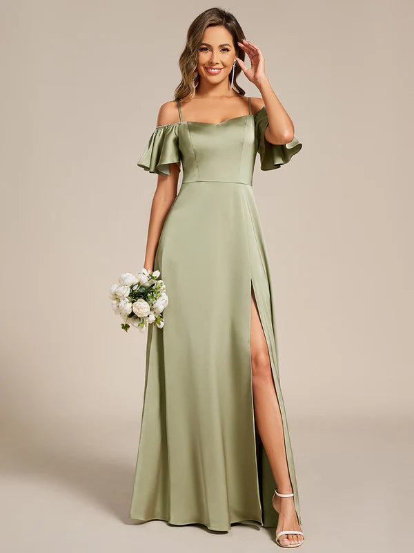 Gina Satin Off Shoulder Dress