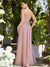 Sleeveless V Neck Bridesmaid Dress with Spaghetti Straps