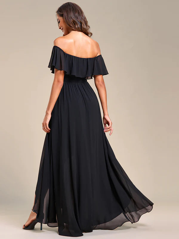 Dianne off Shoulder Chiffon Split High Low Bridesmaid Dress