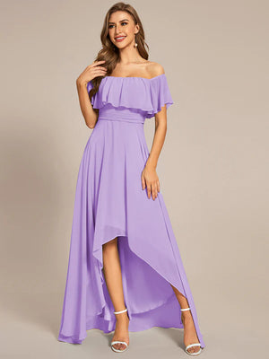 Dianne Off Shoulder Chiffon High Low Bridesmaid Dress