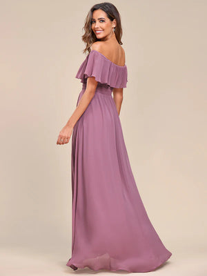 Dianne Off Shoulder Chiffon High Low Bridesmaid Dress