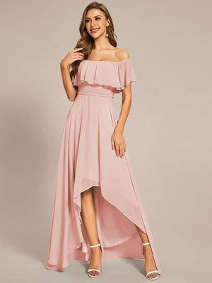 Dianne Off Shoulder Chiffon High Low Bridesmaid Dress