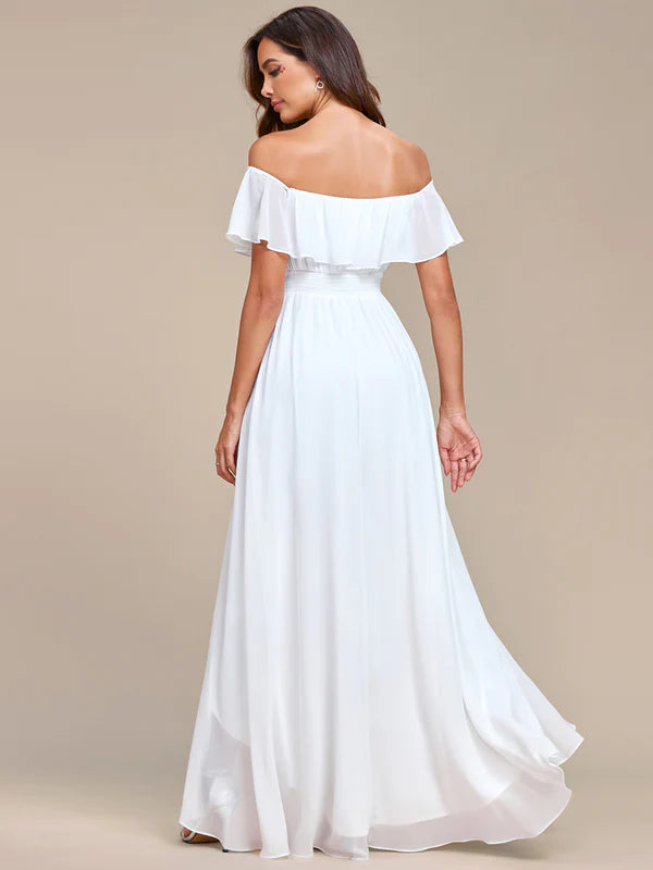 Dianne Off Shoulder Chiffon High Low Bridesmaid Dress