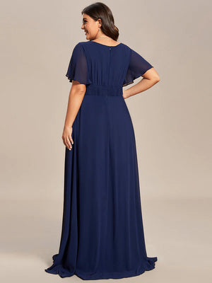 Tina Round Neck Pleated Bridesmaid Dress