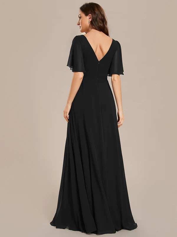 Heidi Chiffon Empire Waist Floor Length Evening Dress