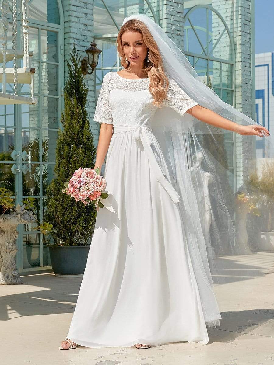 Destiny Maxi Long Lace Illusion Plus Size Wedding Dress