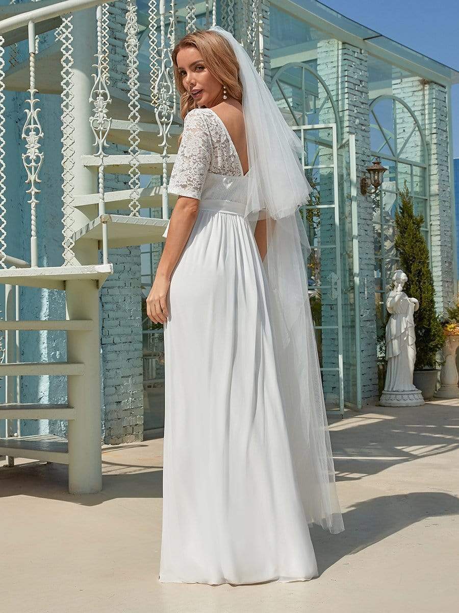 Destiny Maxi Long Lace Illusion Plus Size Wedding Dress