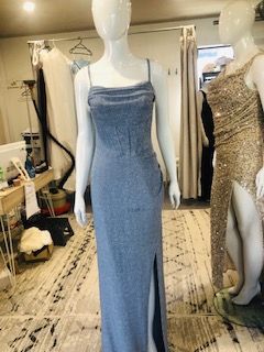 Ellie Shimmer Spaghetti Strap Evening Dress