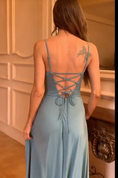 sachin and babi light blue dress Tie Dye Open Back Dress