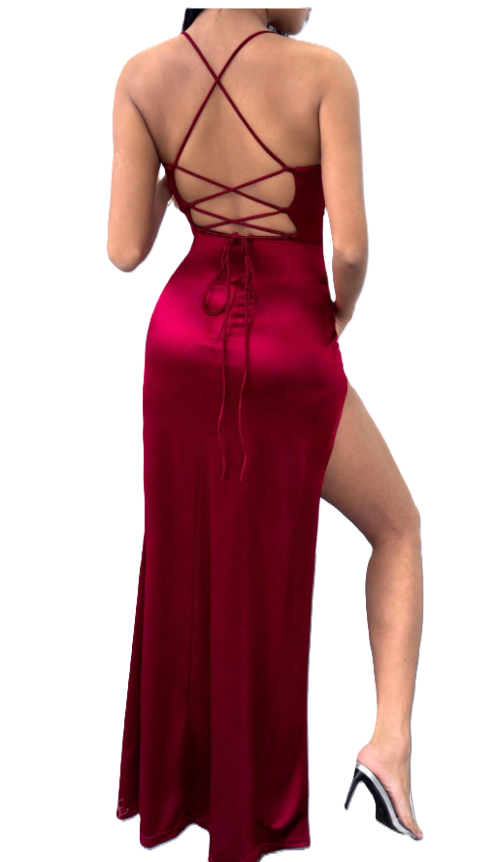 Gracie satin tie back dress