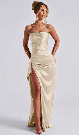 Kitty Strapless satin dress