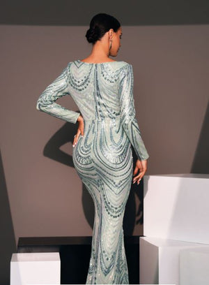 Tracey Long Sleeve Sequin Mermaid dress