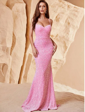 Mermaid Hem Sequin Cami Formal Dress